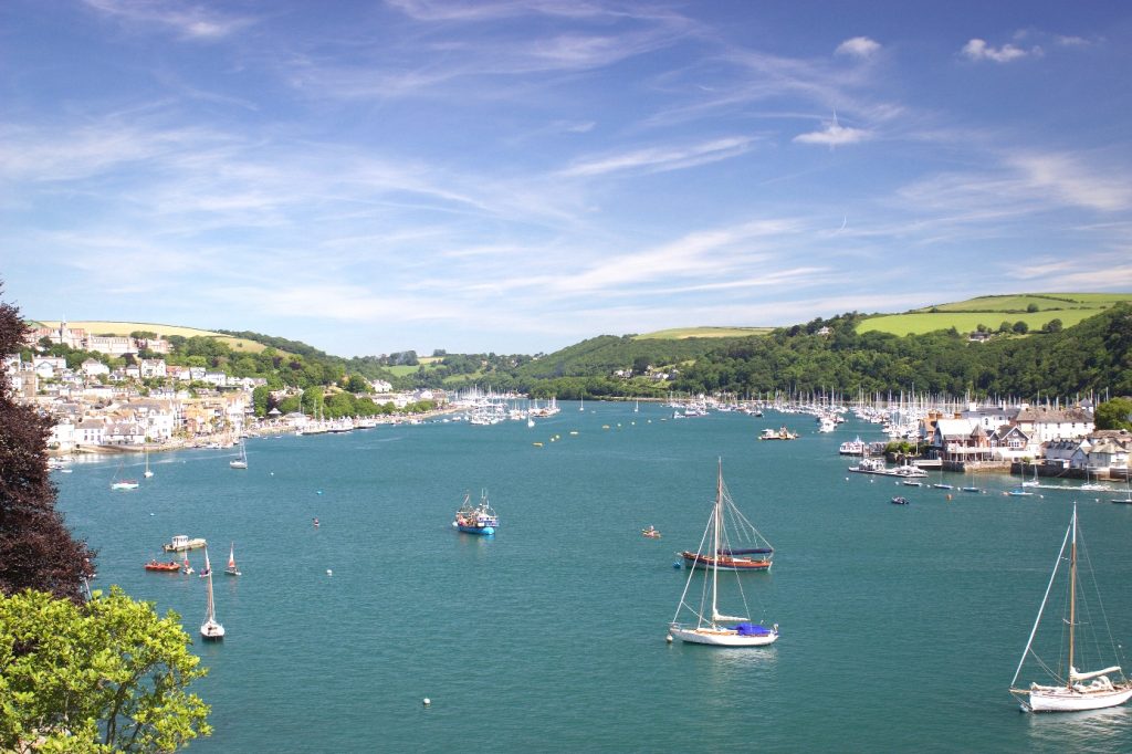 Beautiful photo of Dartmouth, Devon, overlooking the river.